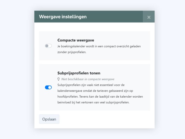 Gepersonaliseerde boekingskalender hotels
