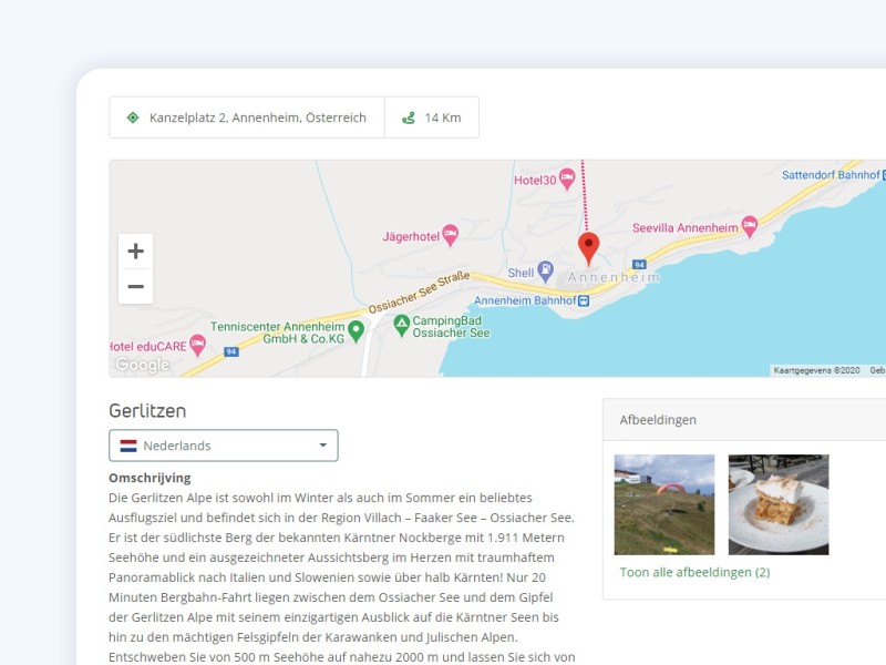 Sightseeing database hotel software