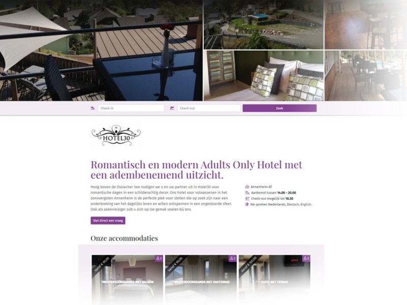Professionele hotel website